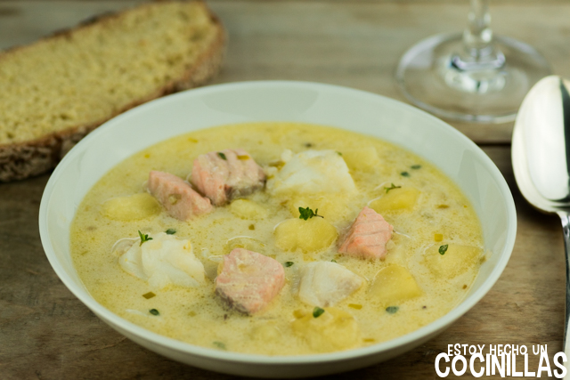 Sopa de pescado irlandesa (fish chowder)