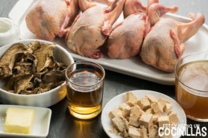 Receta de codornices rellenas con boletus y foie-gras