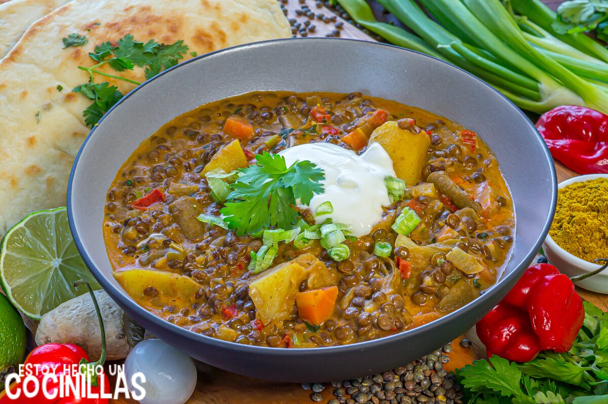 Lentejas al curry con verduras