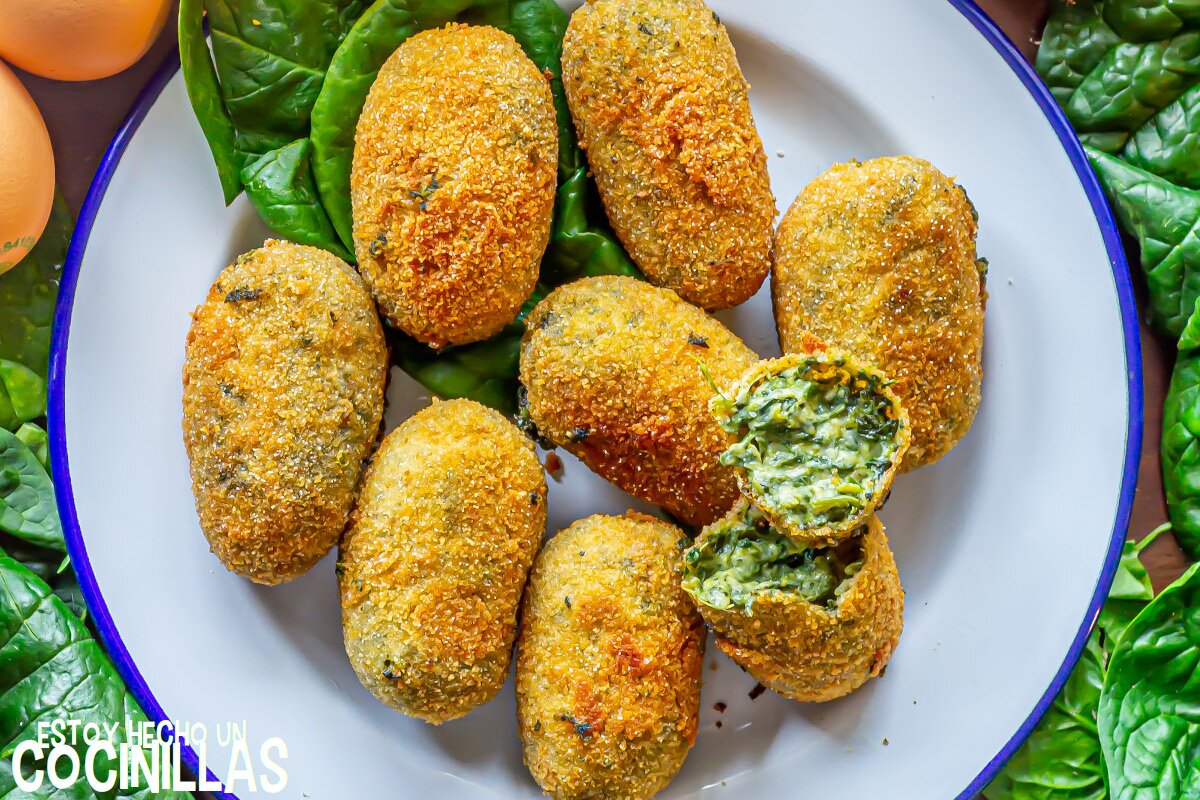 Receta de croquetas de espinacas. Crujientes y cremosas