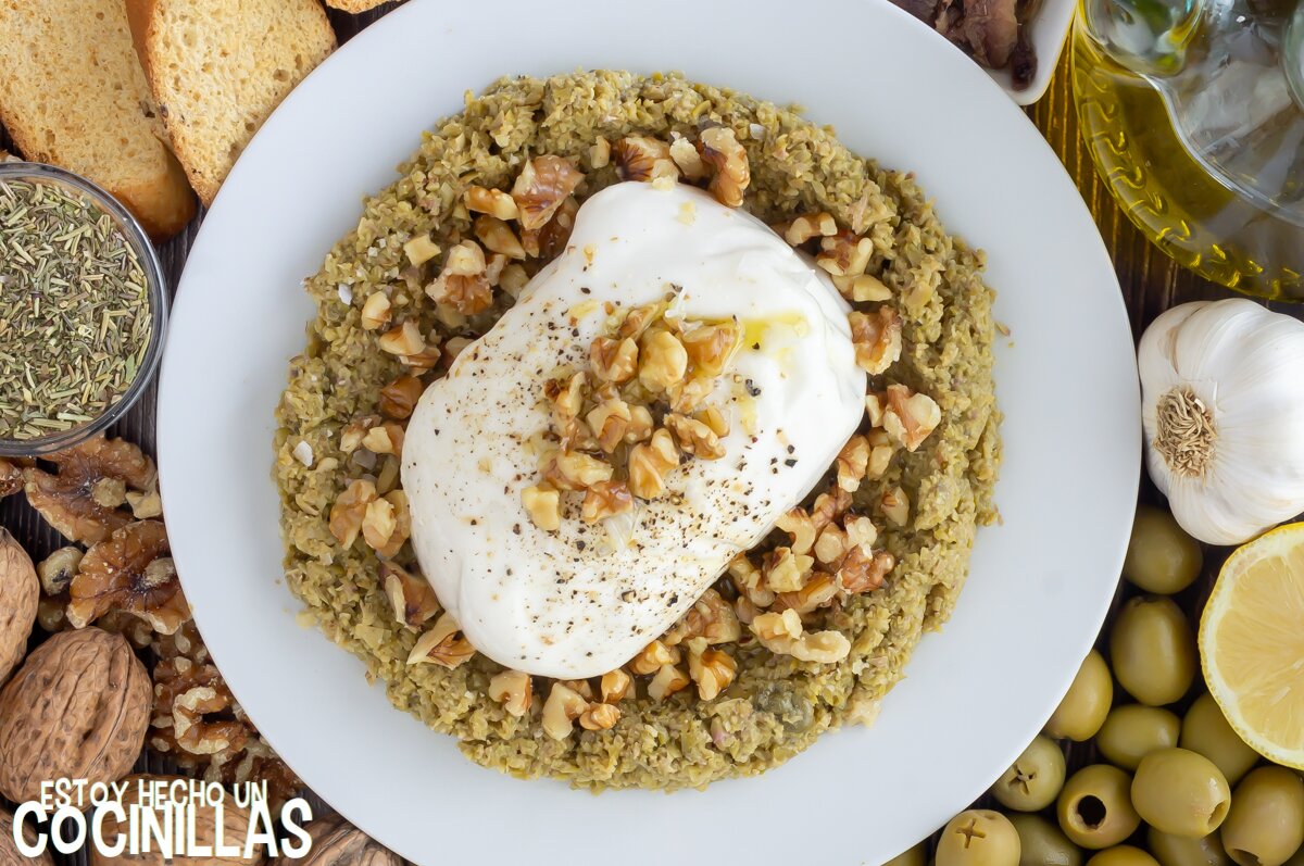 Burrata con tapenade