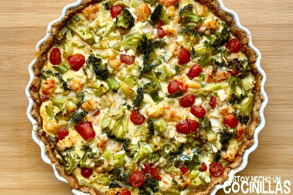 Cómo hacer quiche de brócoli con gambones