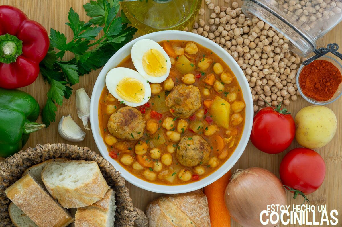 potaje de garbanzos con albóndigas