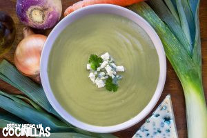Crema de puerros con queso azul