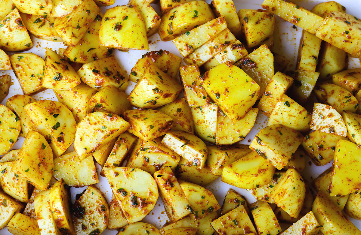 Patatas para los muslos de conejo al horno