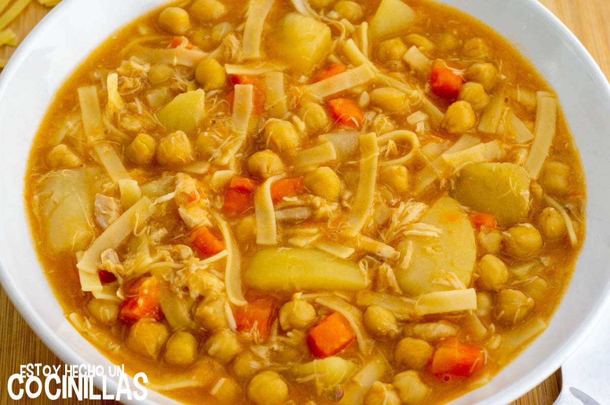 Receta de garbanzos con babetas y pollo