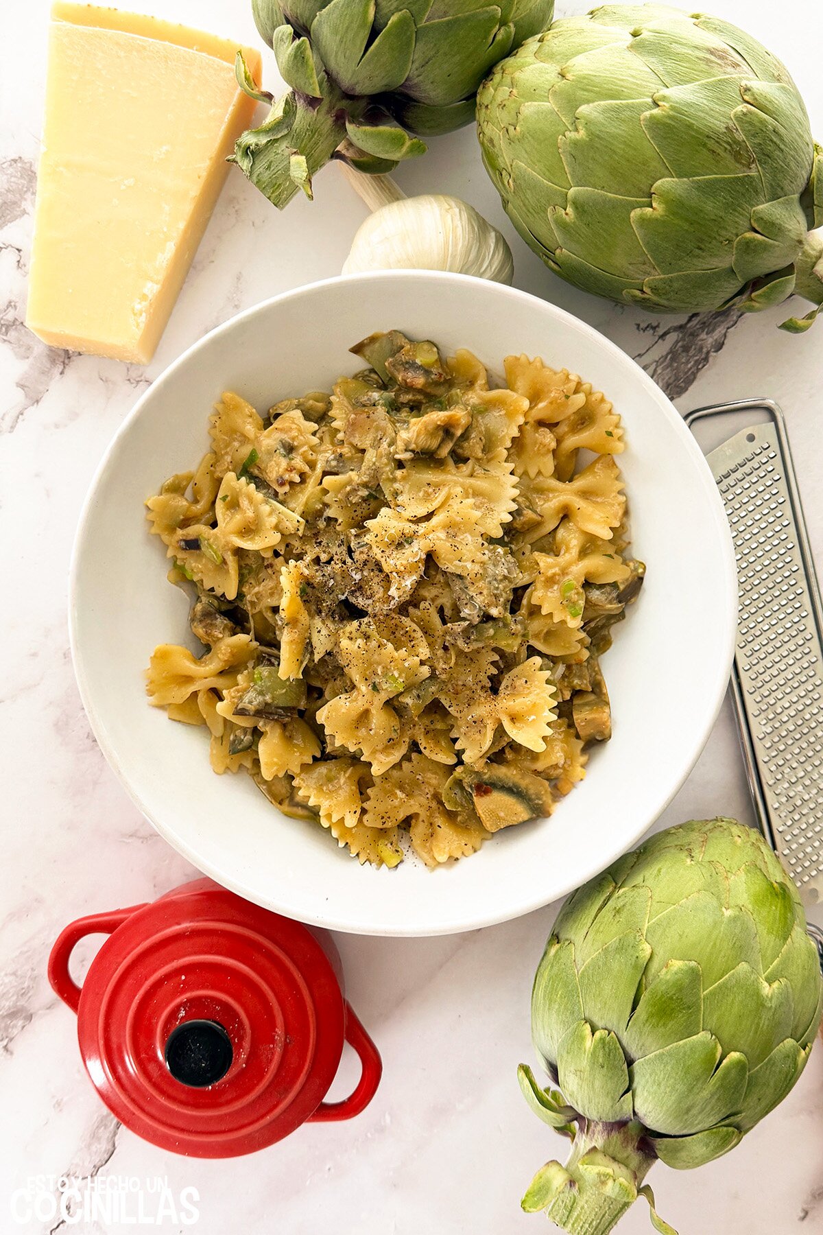 Salsa carbonara de alcachofas