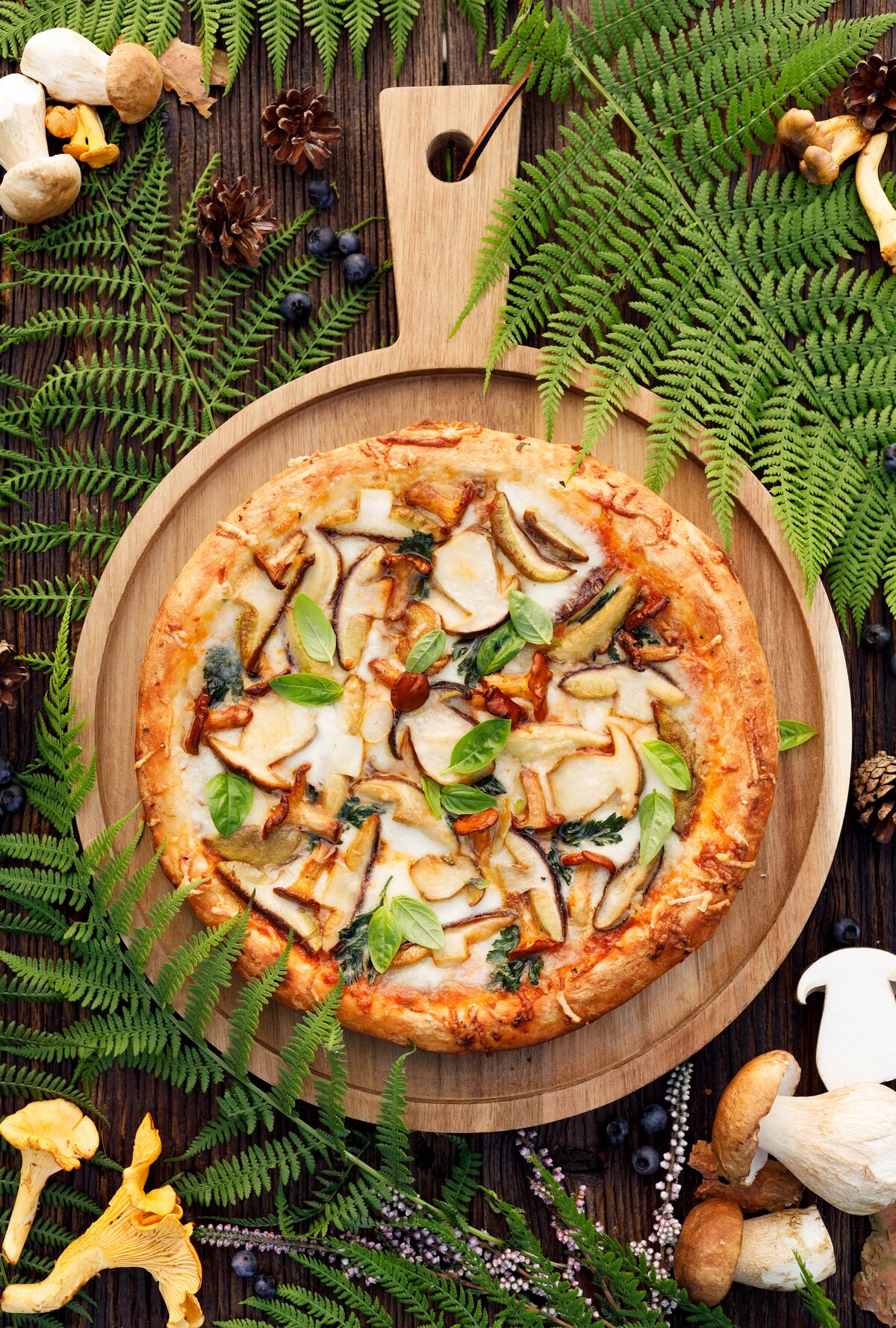 Pizza de boletus y trufa