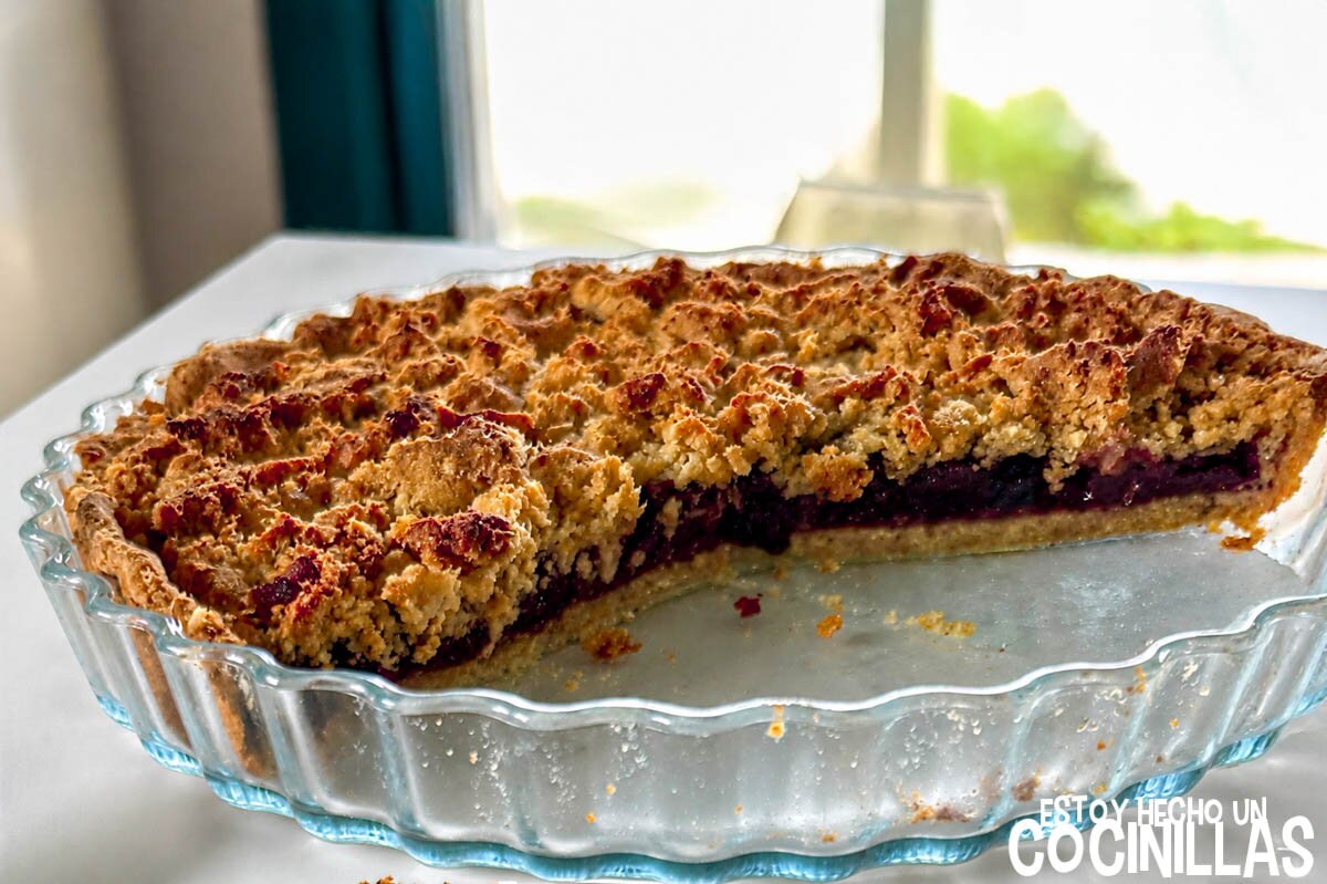 Receta tarta crumble de cerezas