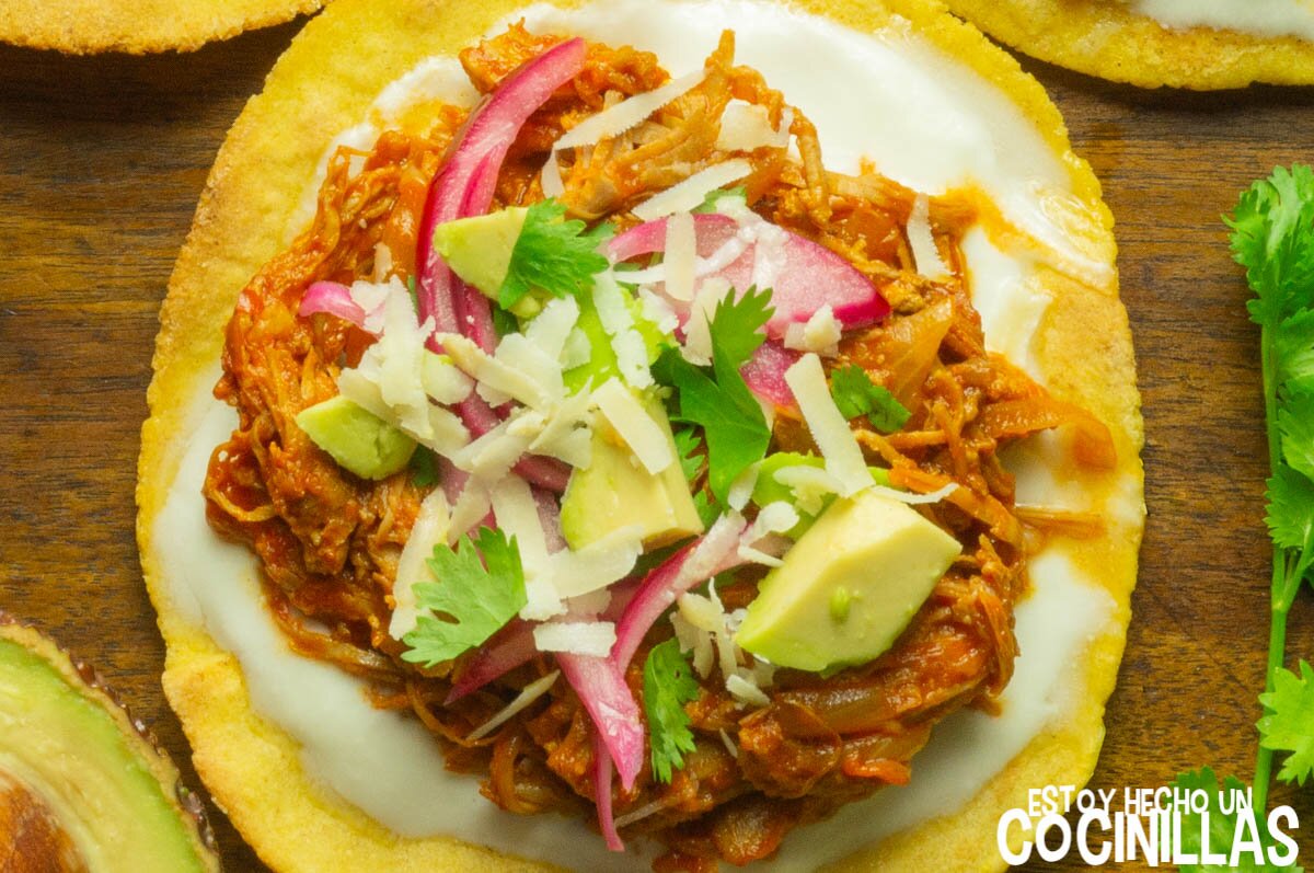 Tostada de tinga de pavo