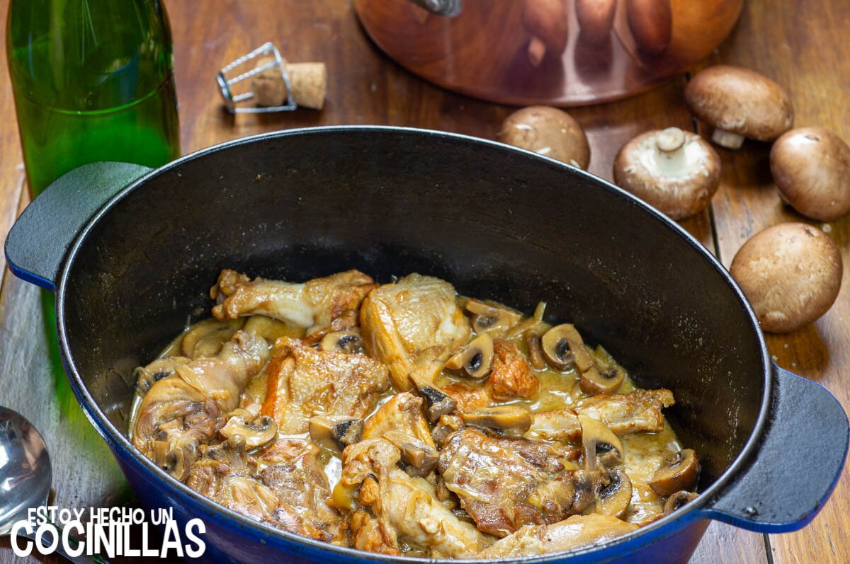 Pollo en salsa de sidra y nata