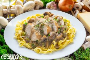 Solomillo de pavo con champiñones
