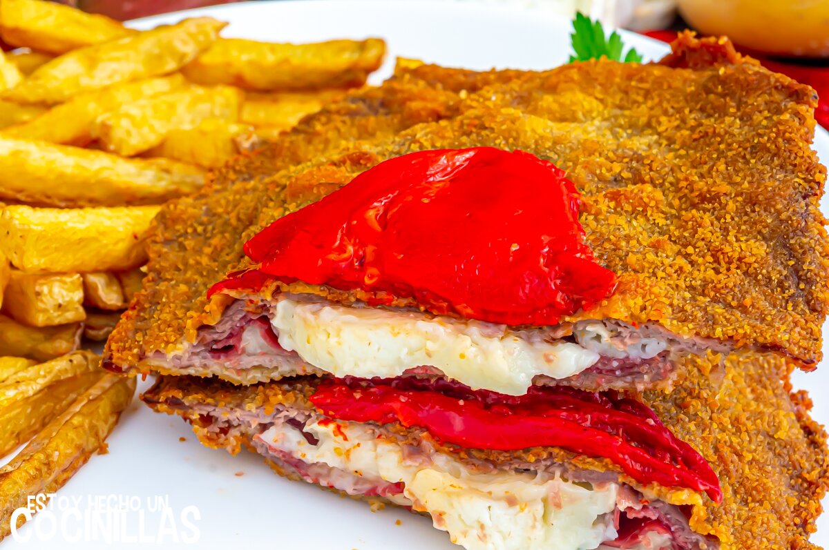Cachopo de cecina y queso de cabra