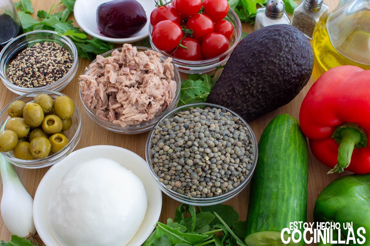 Ingredientes ensalada de lentejas con burrata
