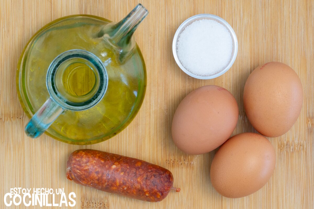 Ingredientes tortilla francesa con chorizo