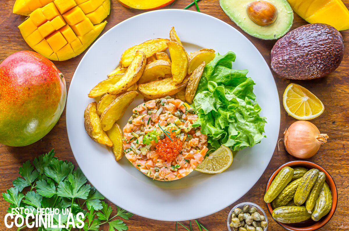 Receta de tartar de salmón, aguacate y mango