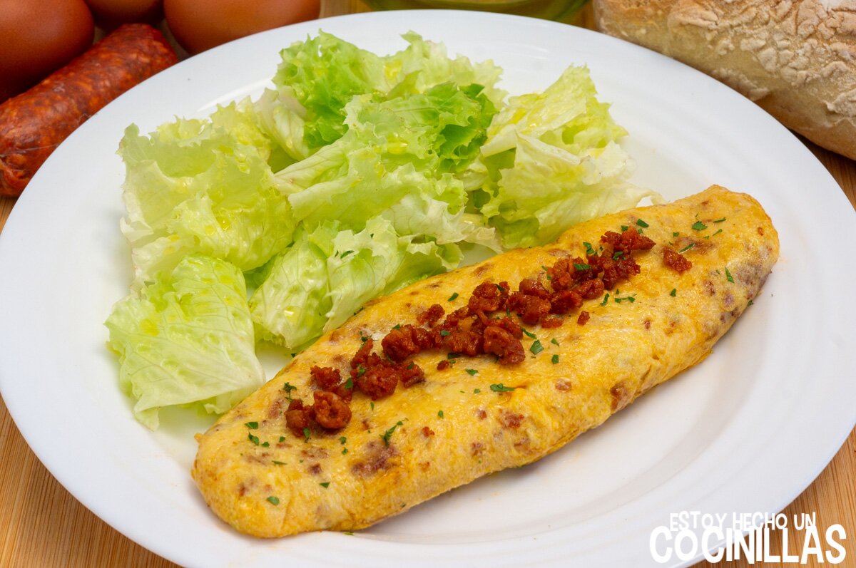 Tortilla francesa con chorizo
