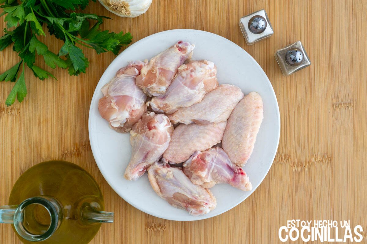 Ingredientes alitas de pollo en fraidora de aire