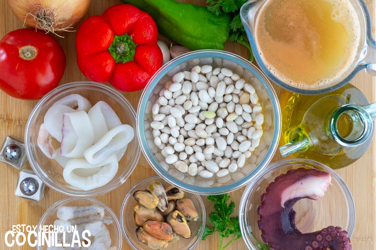 Pochas con marisco ingredientes