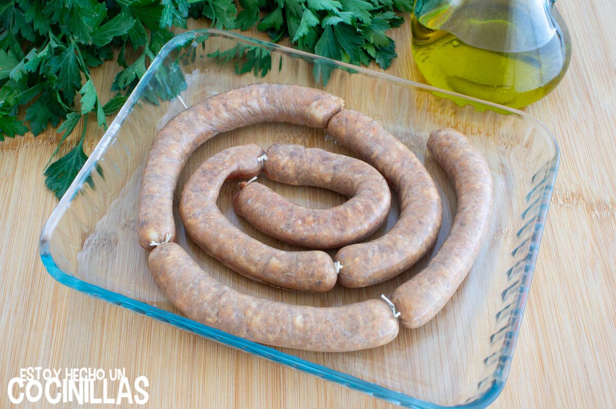 Salchichas frescas en freidora de aire ingredientes