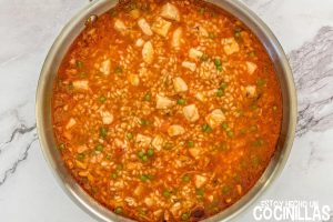 Arroz meloso de merluza y gambas